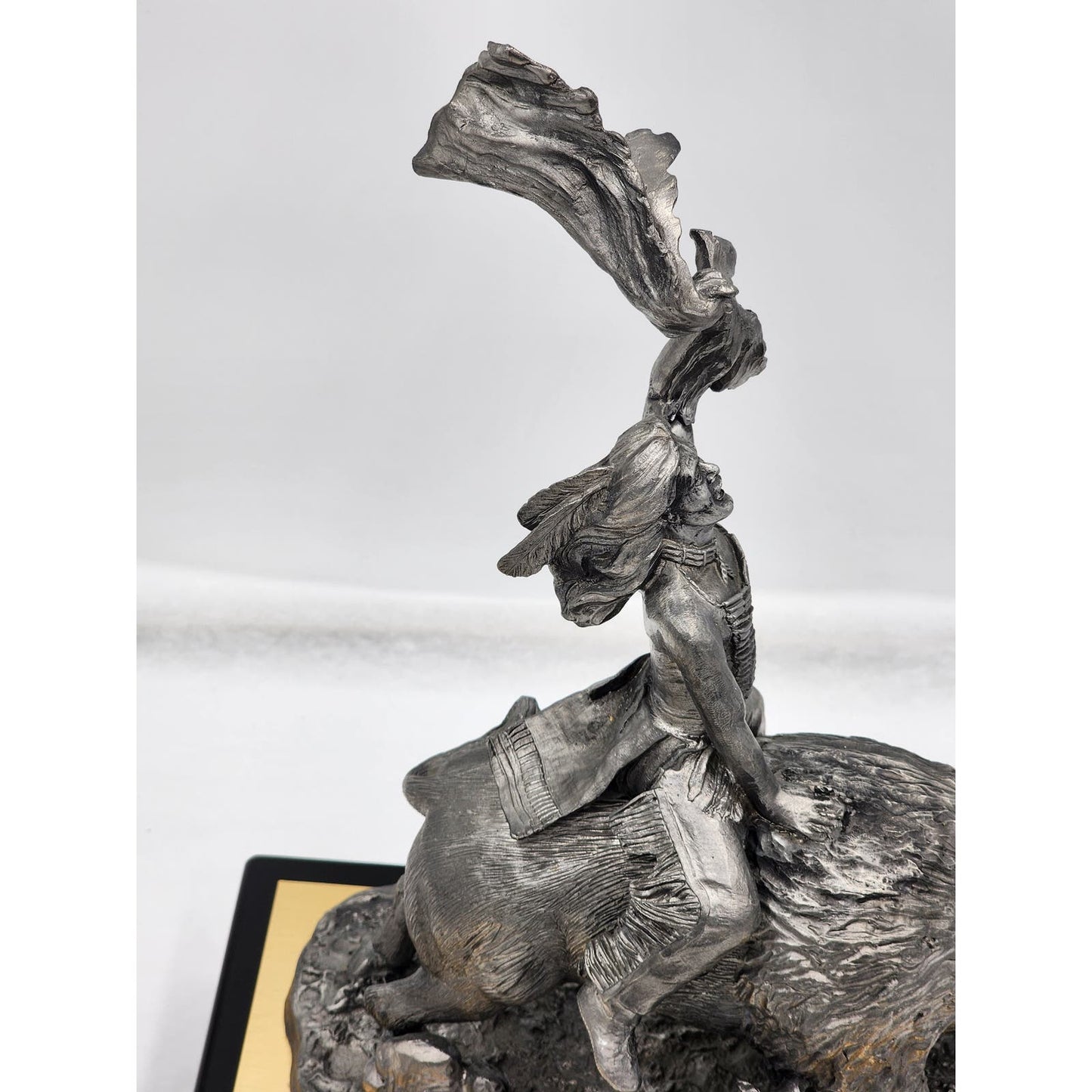 Michael Ricker Pewter Sculpture Indian Riding Buffalo Vision Quest 2/350 Western