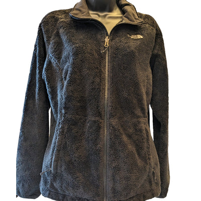 North Face Fleece Sweater Womens Medium Full Zip Black Soft Cozy Hiking Outdoor