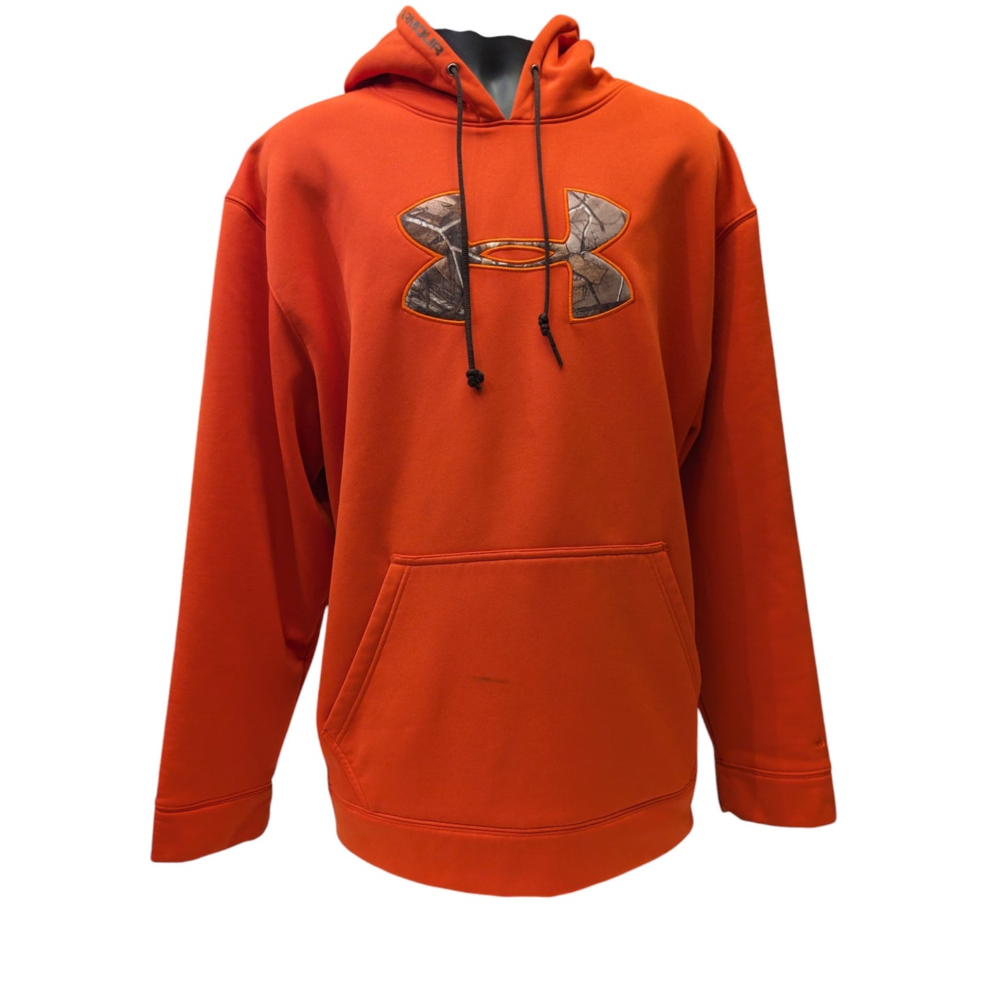 Under Armour Hoodie Men 2XL Orange Camo Storm Pullover KangarooPocket Sweatshirt