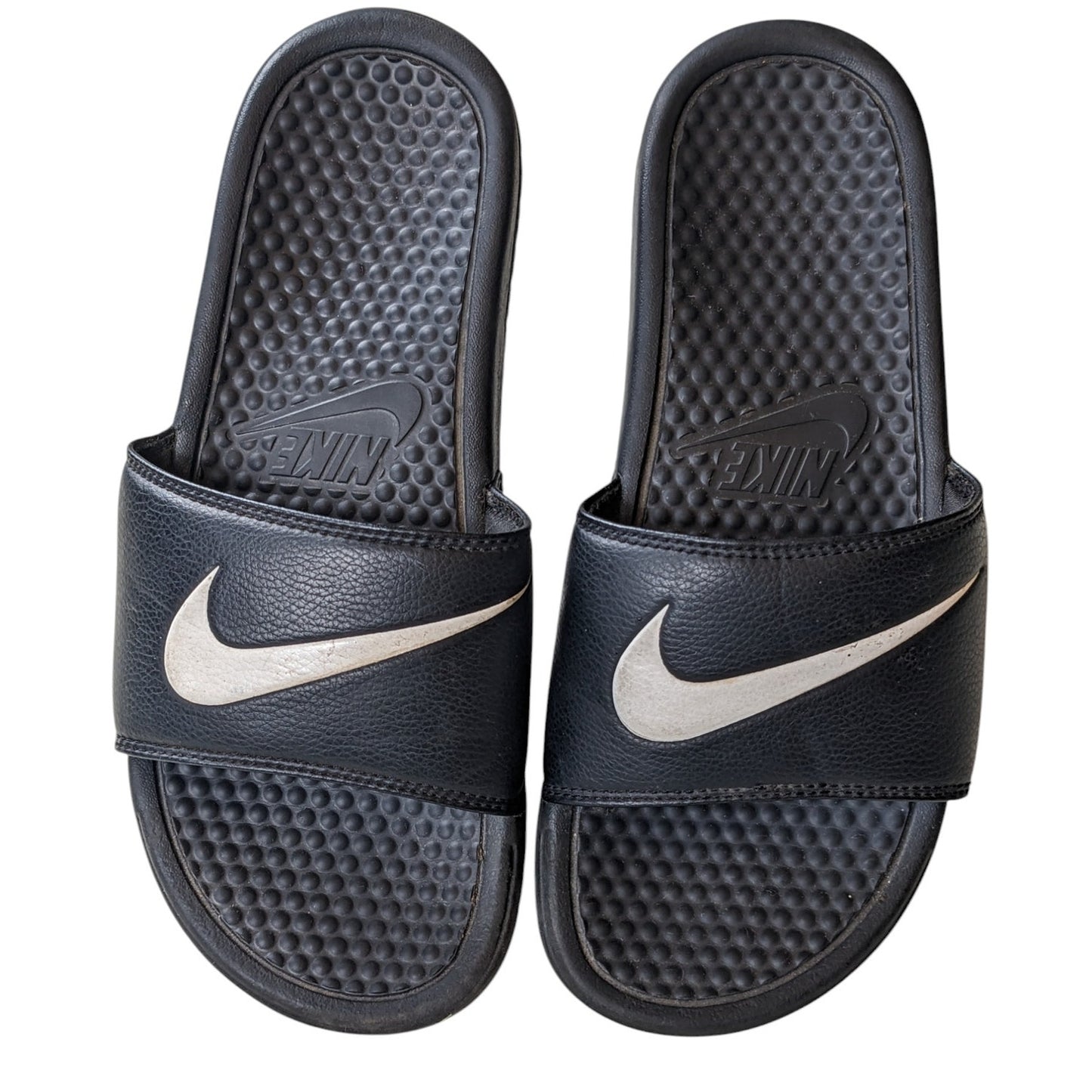 Nike Benassi JDI Slides Sandals Men 8 Black White Swoosh Logo Slip On 312618-011