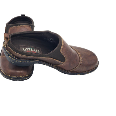 Eastland Lakewood Shoes Women 7.5 Brown Leather SlipOn Loafer Mule Clogs Comfort