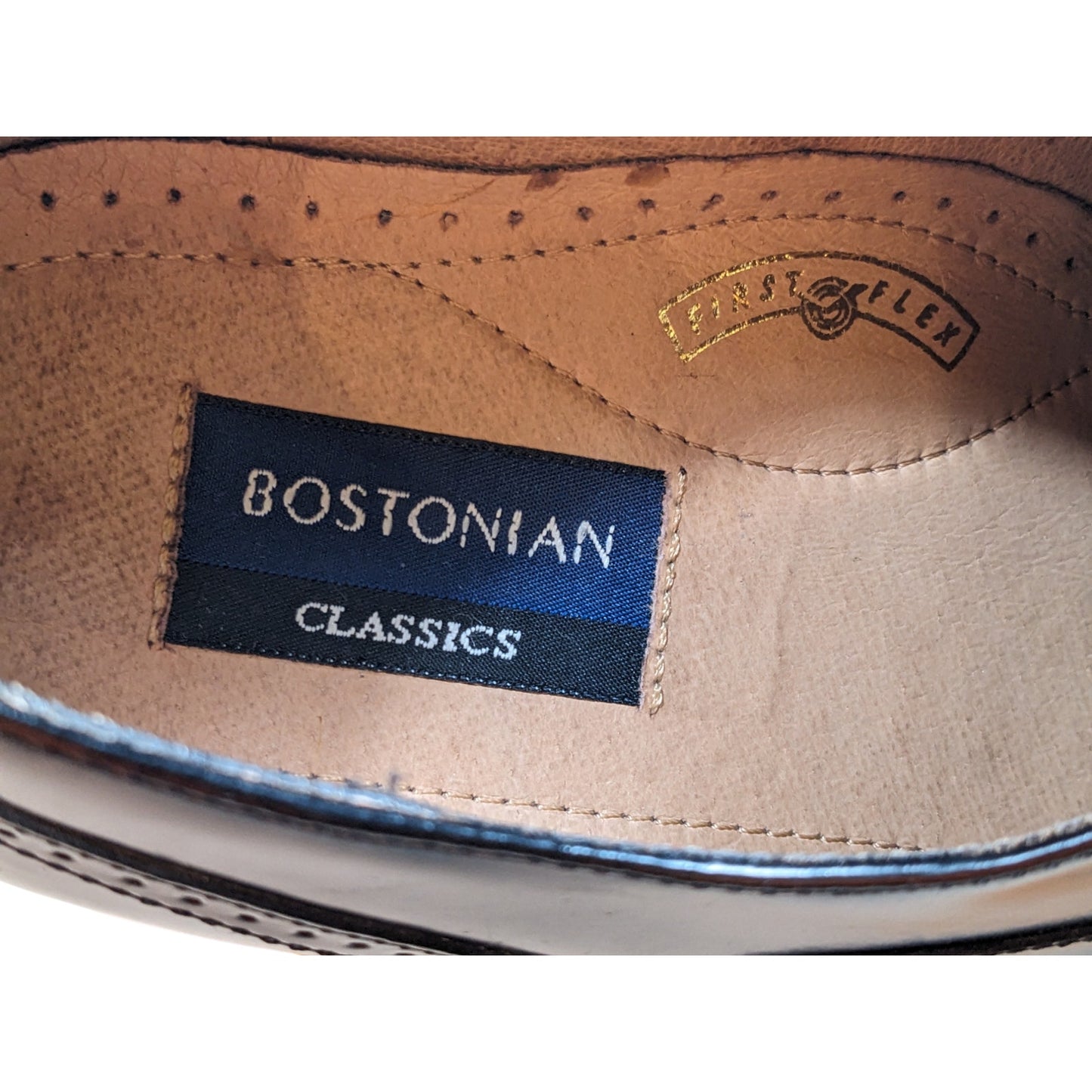 Bostonian Shoes Classic First Flex Men 9.5 Leather Oxford Cap Toe Brogue Classic