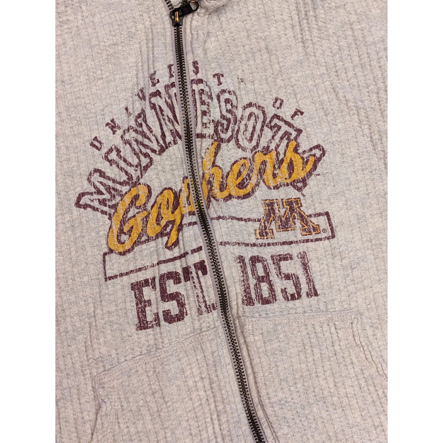 Vintage University Minnesota Gophers Hoodie Sweatshirt Womens Large Waffle Knit