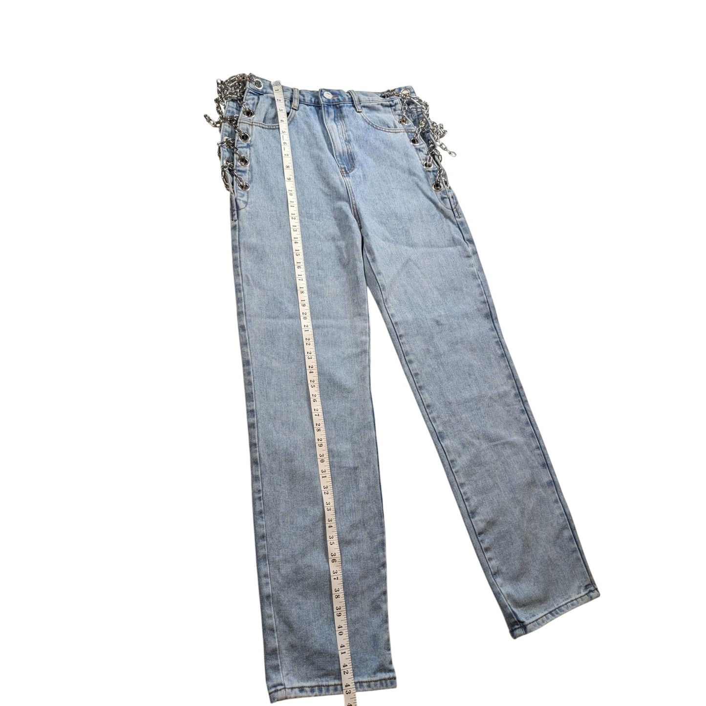 N1 Los Angeles Chain Denim Jeans Womens Medium Punk Grunge Style Edgy Skater