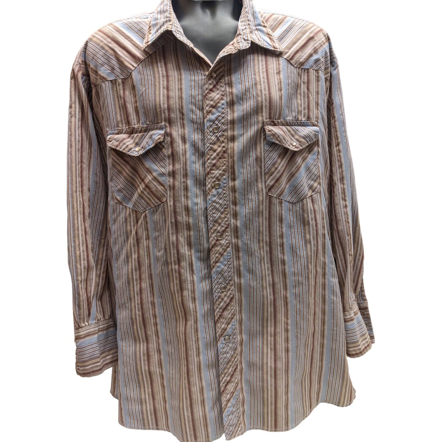 Wrangler Western Shirt Mens Size 4X Long Sleeve Cowboy Pearl Snap Buttons Stripe