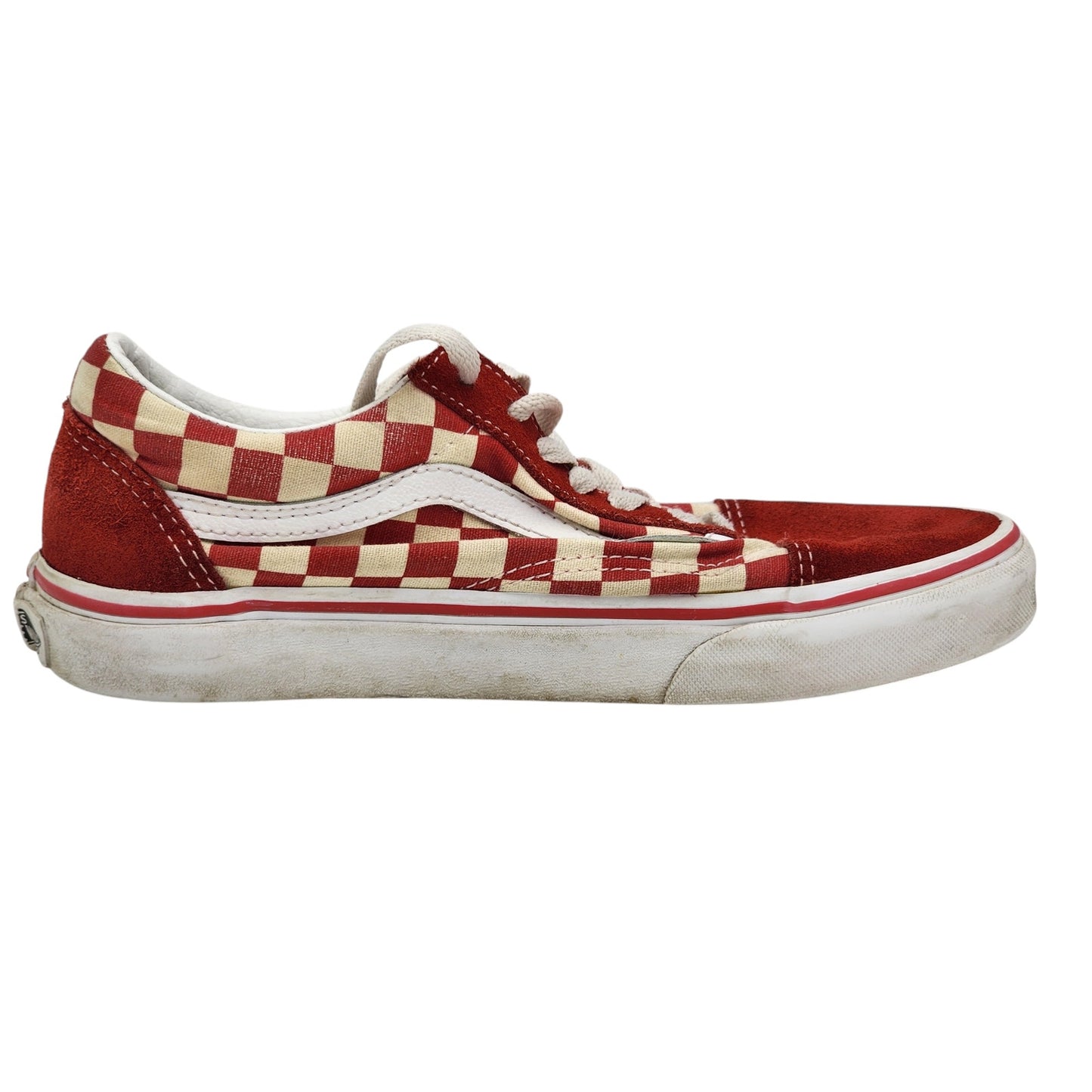 VANS Sneakers Red Checkered Shoes Canvas Mens 5.5 Womens 7 Low Top Skater 507452