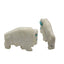 Native American Zuni White Buffalo Fetish Pair Carved Alabaster Turquoise Horns