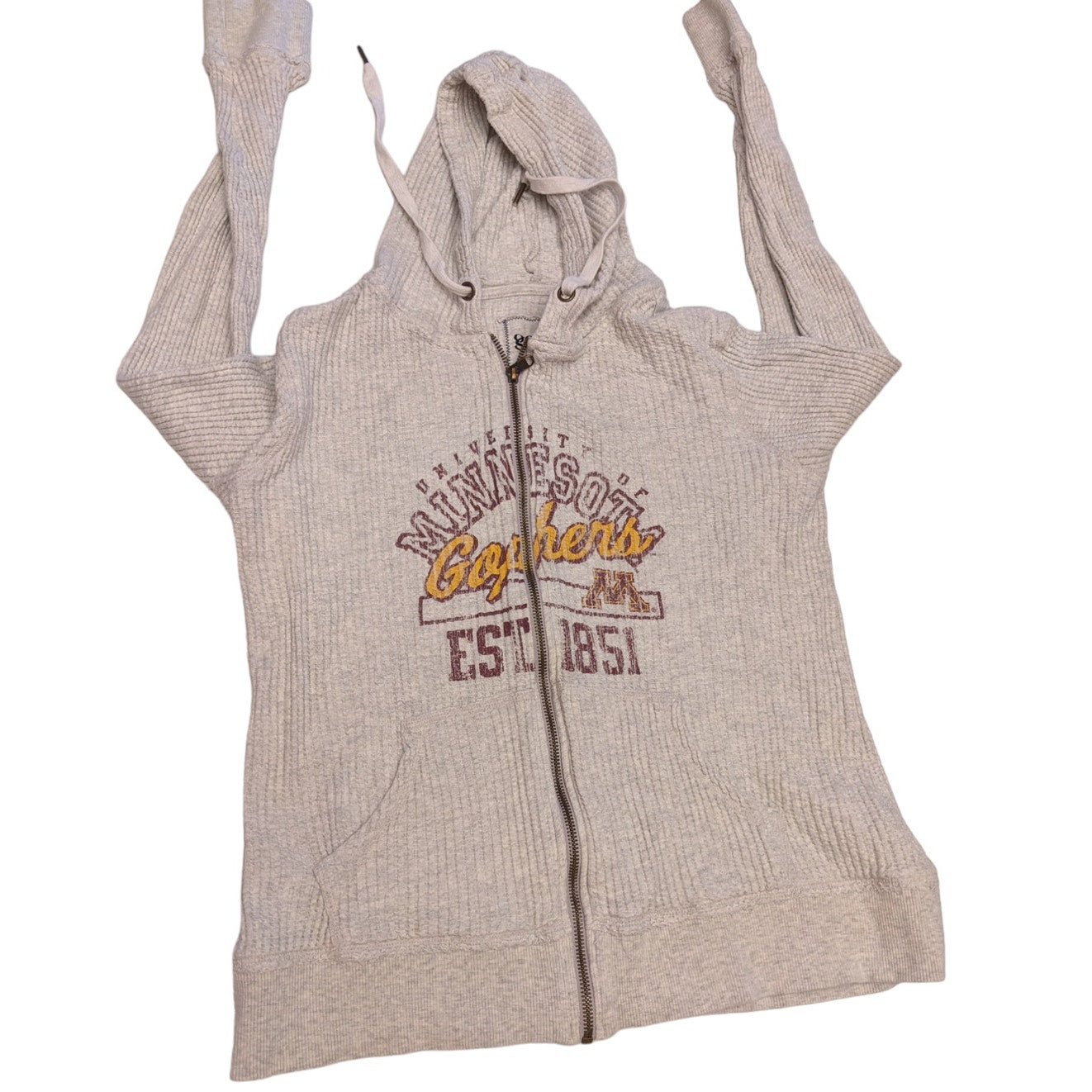 Vintage University Minnesota Gophers Hoodie Sweatshirt Womens Large Waffle Knit