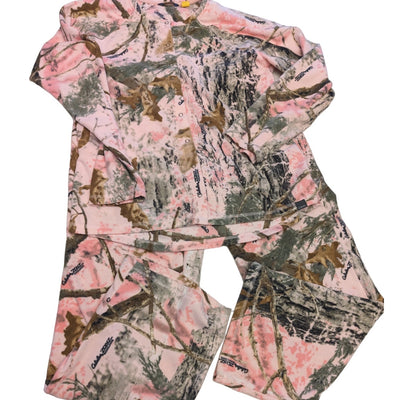 Cabelas Loungewear Set Camo Womens Large Pink Sleep Fleece Two Piece Set Pajamas