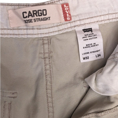 Levi's Cargo Pants Mens 32x34 Loose Straight Fit Beige Khaki Utility Workwear