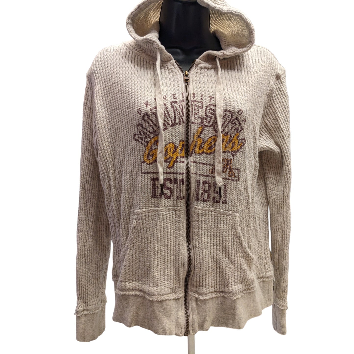 Vintage University Minnesota Gophers Hoodie Sweatshirt Womens Large Waffle Knit