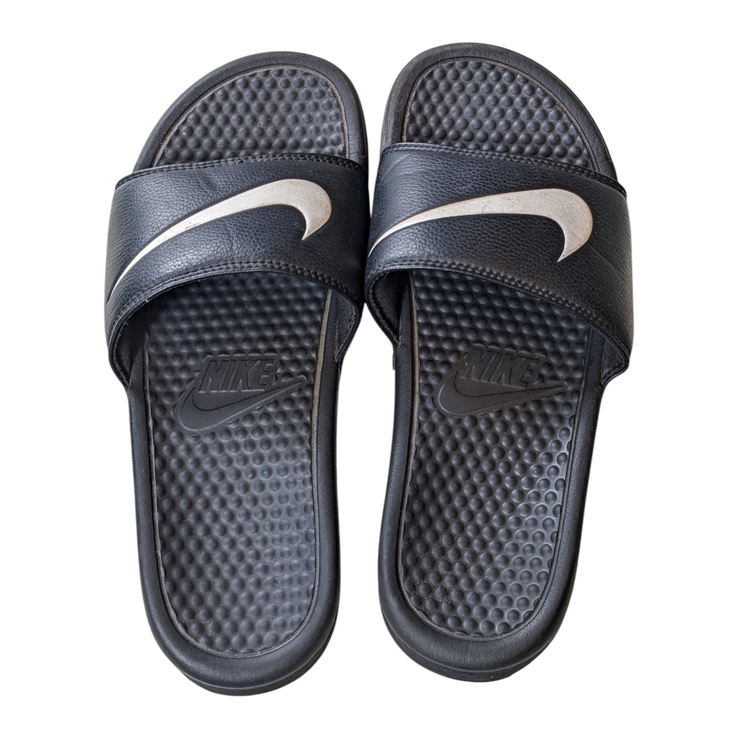 Nike Benassi JDI Slides Sandals Men 8 Black White Swoosh Logo Slip On 312618-011