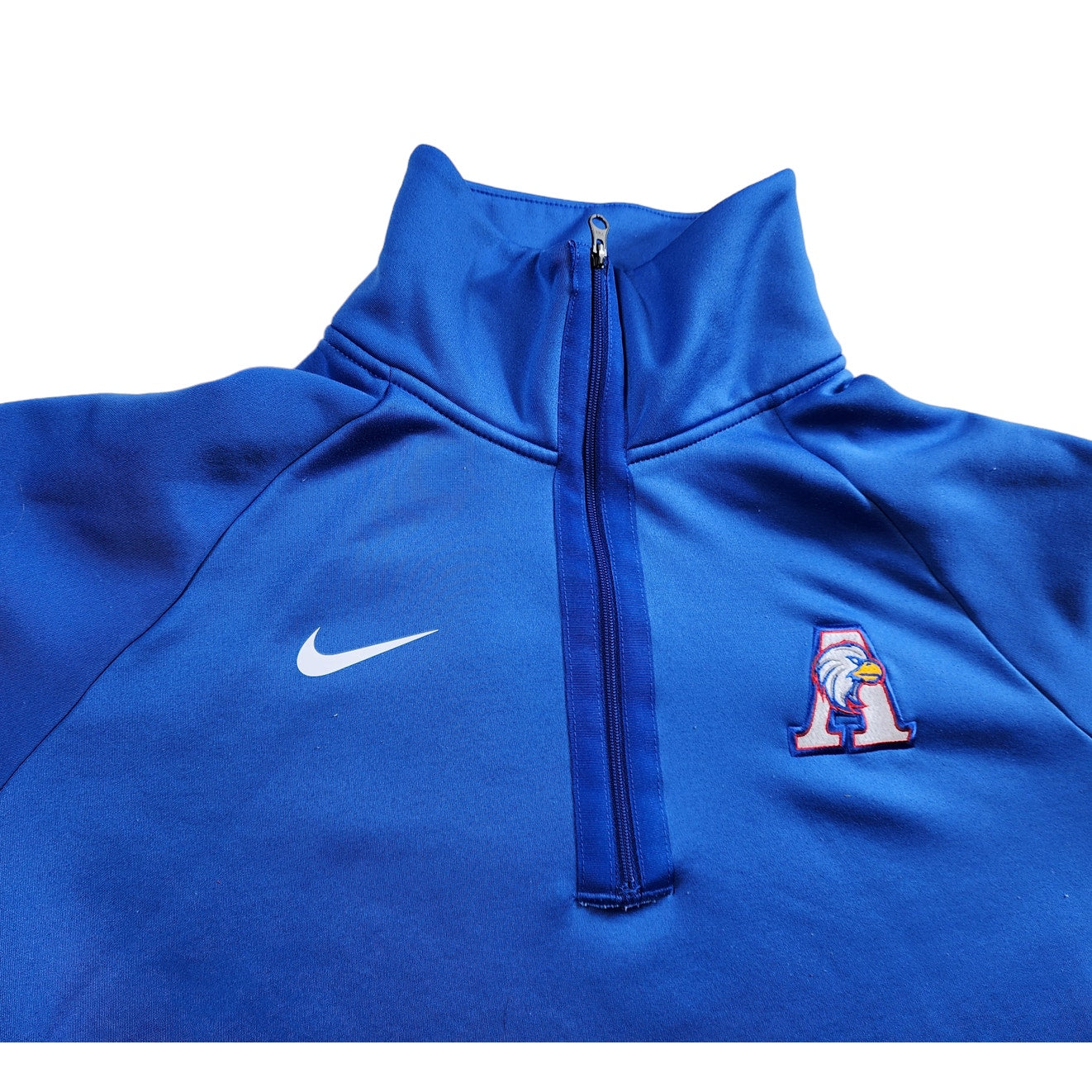 Nike Fleece Athletic Top Mens XL Team Logo Blue Quarter Zip Pullover Workout Gym