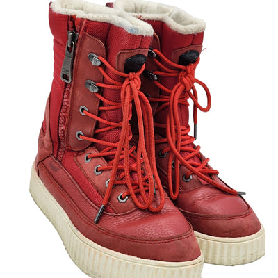 Pajar Boots Womens 10 Waterproof Red Winter Snow Insulated Lace Up Canada 25.5cm