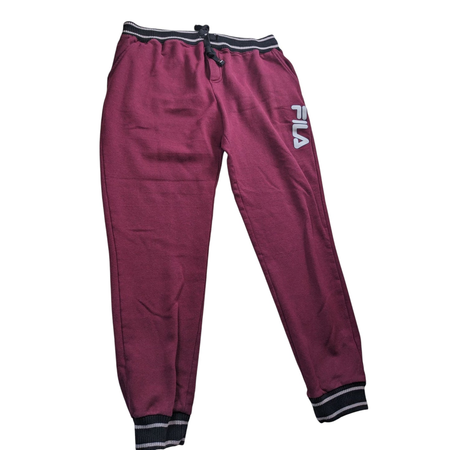 FILA Jogger Mens XL Sweatpants Burgundy Athletic Fit Cuffed Loungewear Gym