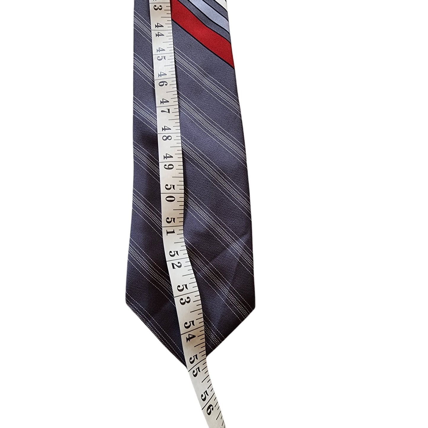 Damon Striped Men Tie Gray Red Blue Business Formal Necktie Elegant Professional