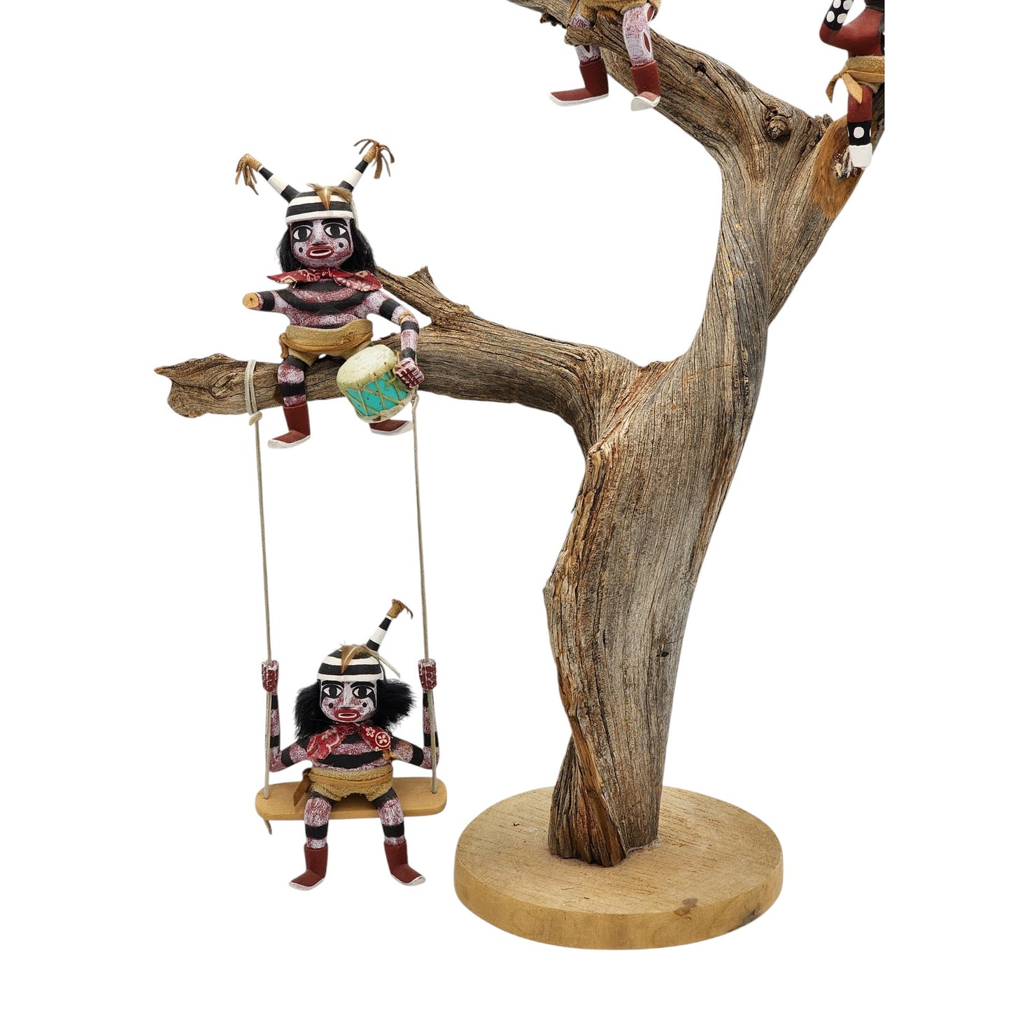 Large Kachina Tree Hopi A. Francis Native American Mudhead Clowns Owl Signed 20"