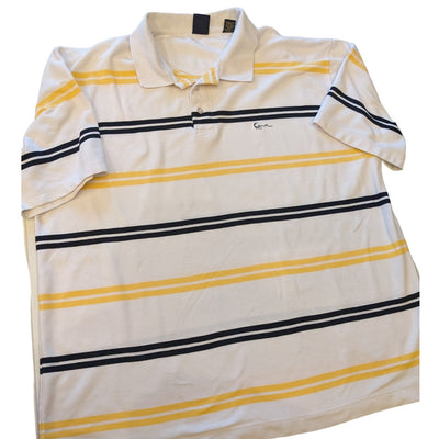 Karl Kani Gold Polo Shirt Mens 4X Golf White Yellow Black Stripes Short Sleeve