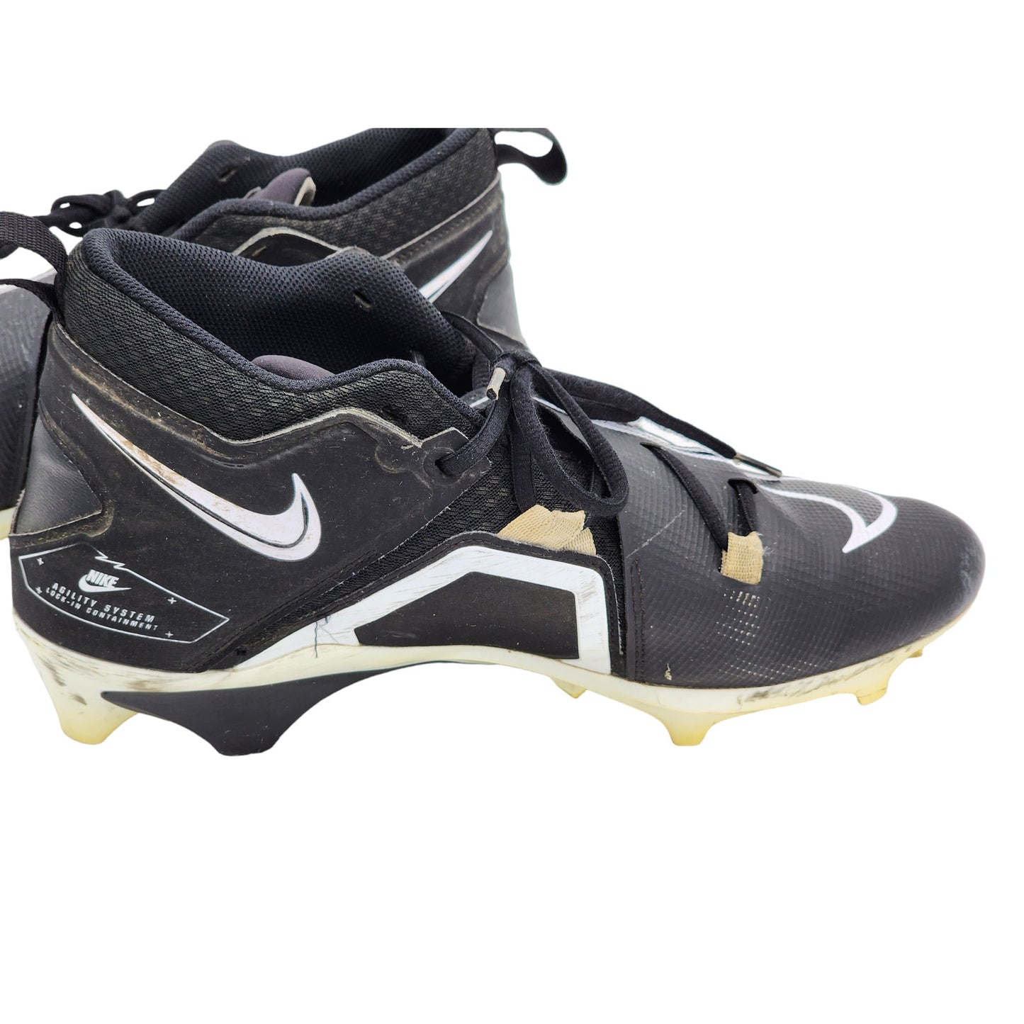 Nike Alpha Mens 11.5 Football Cleats Black White Agility Lock In Containment