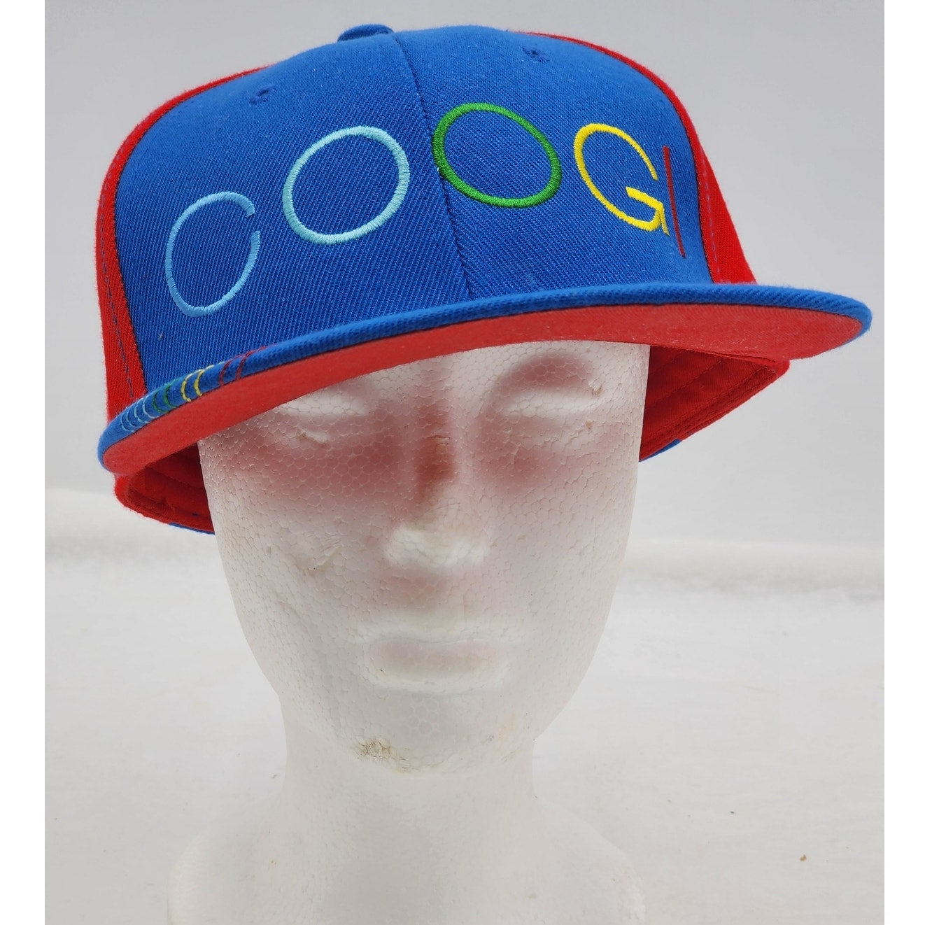 Coogi Hat Blue Red Cap Streetwear Urban Fashion Hip Hop Style Bold Size 7 1/4