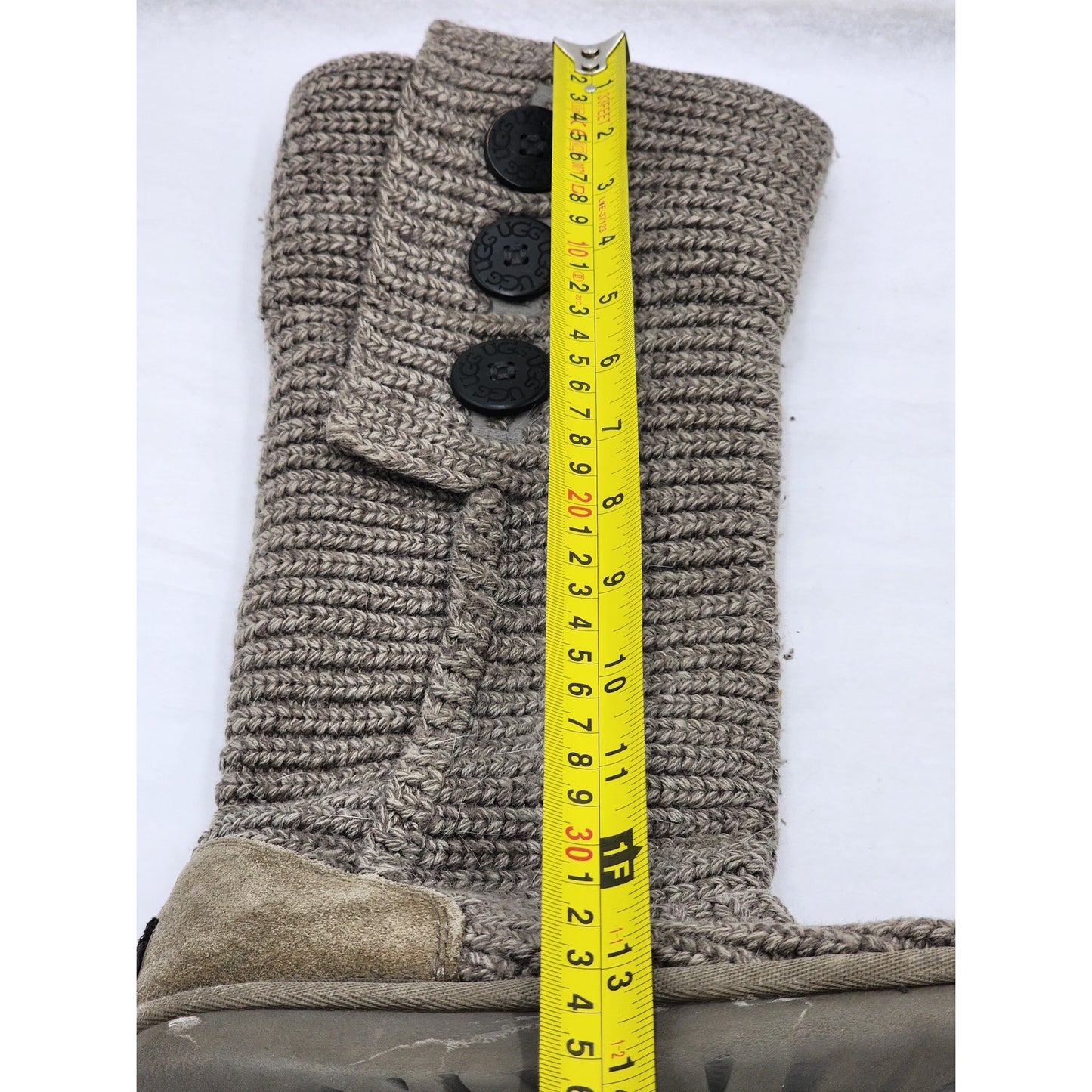 UGG Boots Womens Size 7 Classic Cardy Winter Knit Gray Mid Calf To Tall 1016555