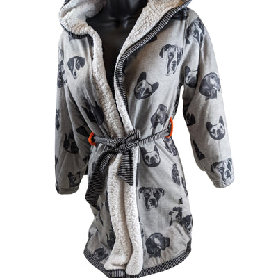 Woodrow Friends Hooded Robe Girls Medium Sherpa Dog Puppy Print Sleep Nightwear