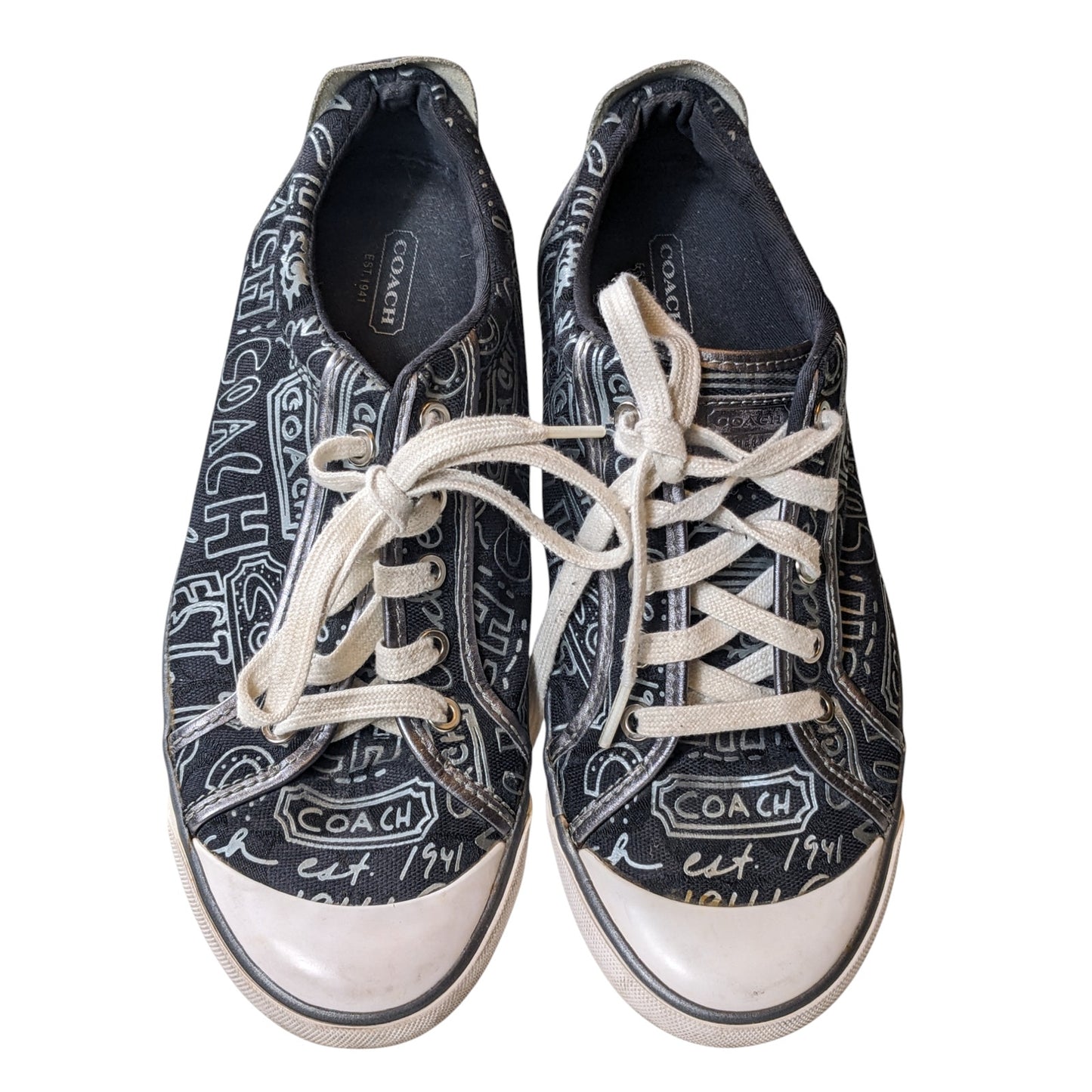 Coach Shoes Barrett Womens 10B Canvas Sneakers Lace Up Low Top Streetwear Style