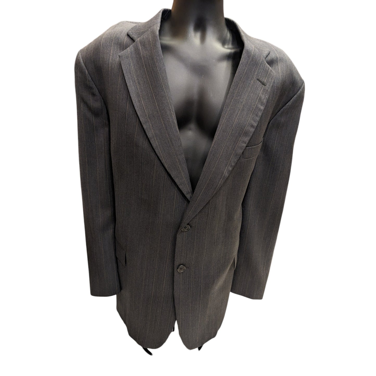 Stafford Suit Jacket Mens 48R Wool Blazer Gray Pinstripe Sport Coat Two Button