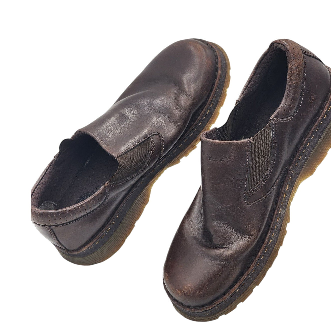 Dr. Martens Shoes Mens 10 Orson Brown Leather Slip On Loafers Air Cushion Sole