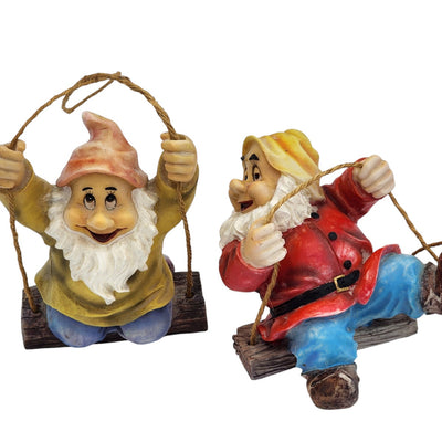 Disney Snow White Seven Dwarfs Swinging Figures Pair Whimsical Happy Bashful