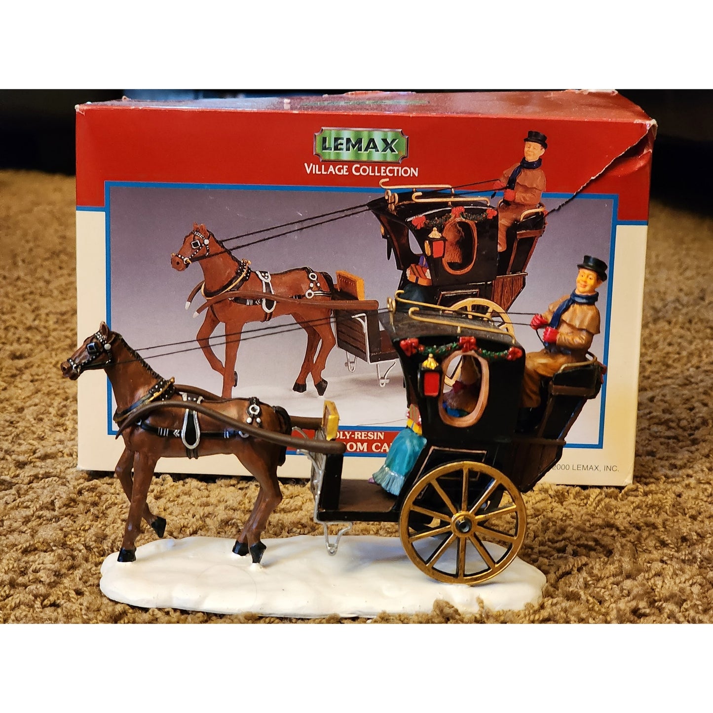 Lemax Village Poly Resin Hansom Cab Horse Drawn Christmas Village Decor Box