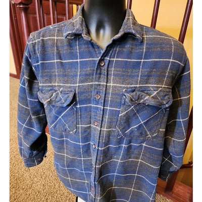 Burry Lane Flannel Shirt Mens Medium Classic Rugged Plaid Long Sleeve Button Up