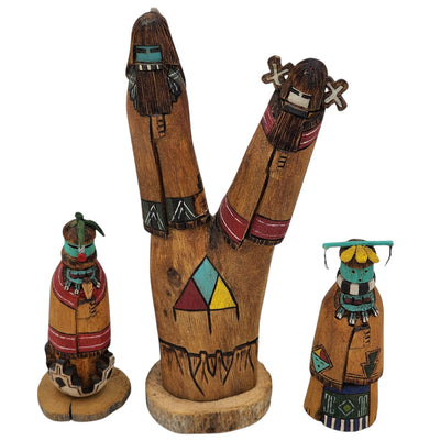 Native American Kachina Zuni Roderick Quam Wood Figure Tahnanees Hehe’a Yamuhaki