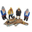 Hand Carved Fishermen Figurine Set Nautical Sweden Coastal Maritime Folk Art 6"