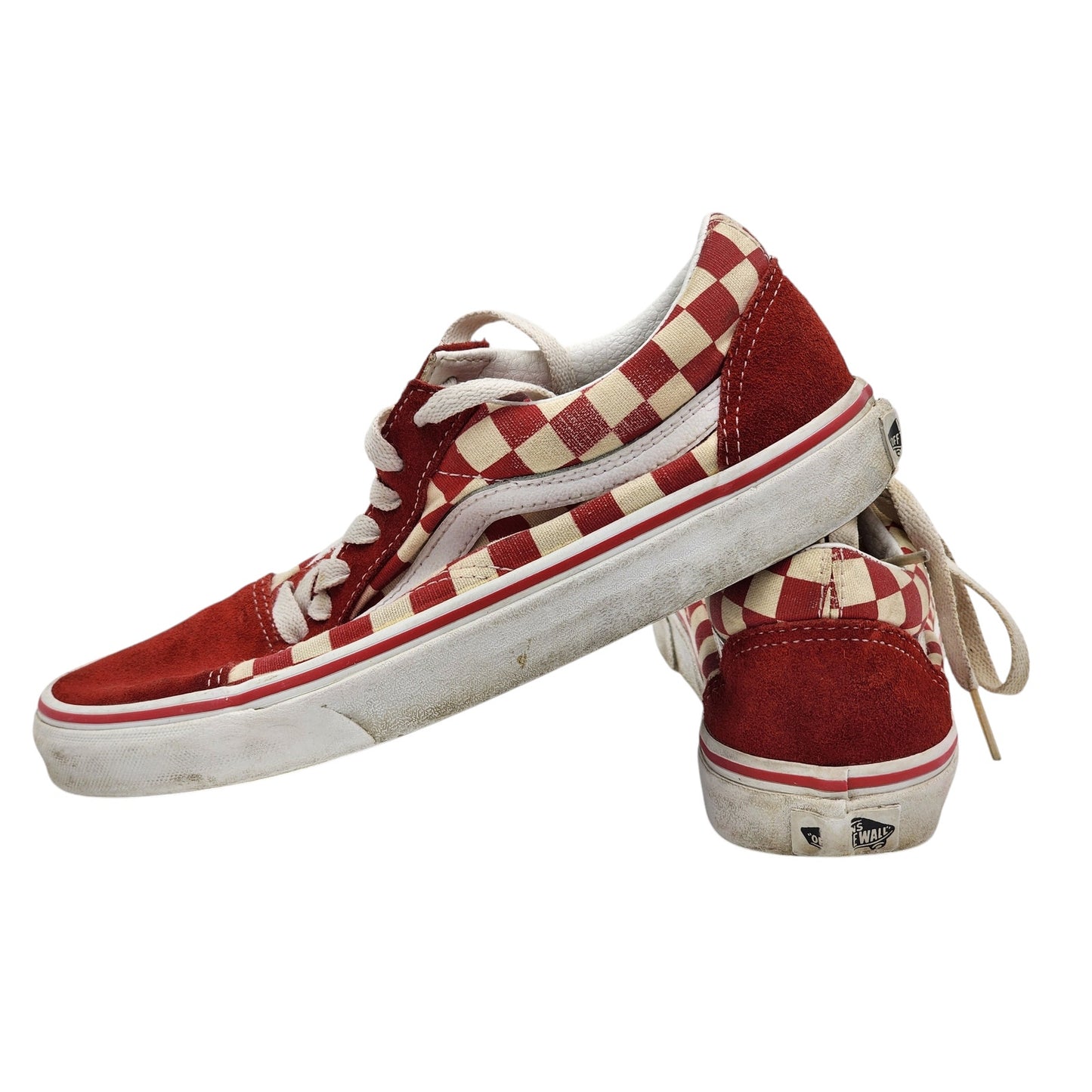 VANS Sneakers Red Checkered Shoes Canvas Mens 5.5 Womens 7 Low Top Skater 507452