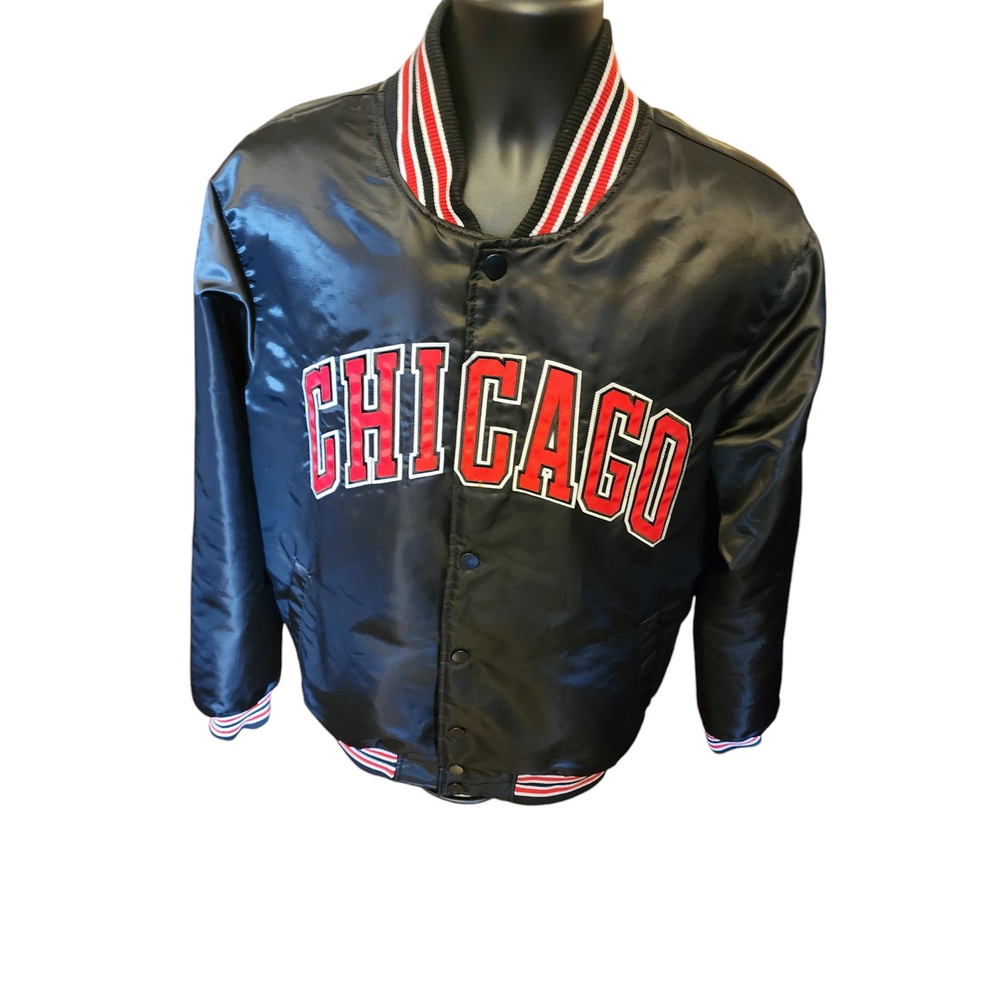 Starter Black Label Chicago Bulls Bomber Jacket Mens Large Varsity Snap Button