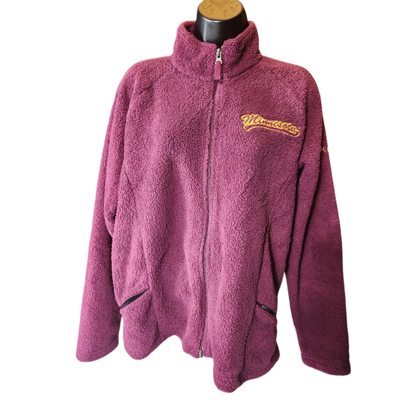 Columbia Minnesota Sweater Womens XL Zip Sherpa Fleece Maroon Plush Sweatshirt