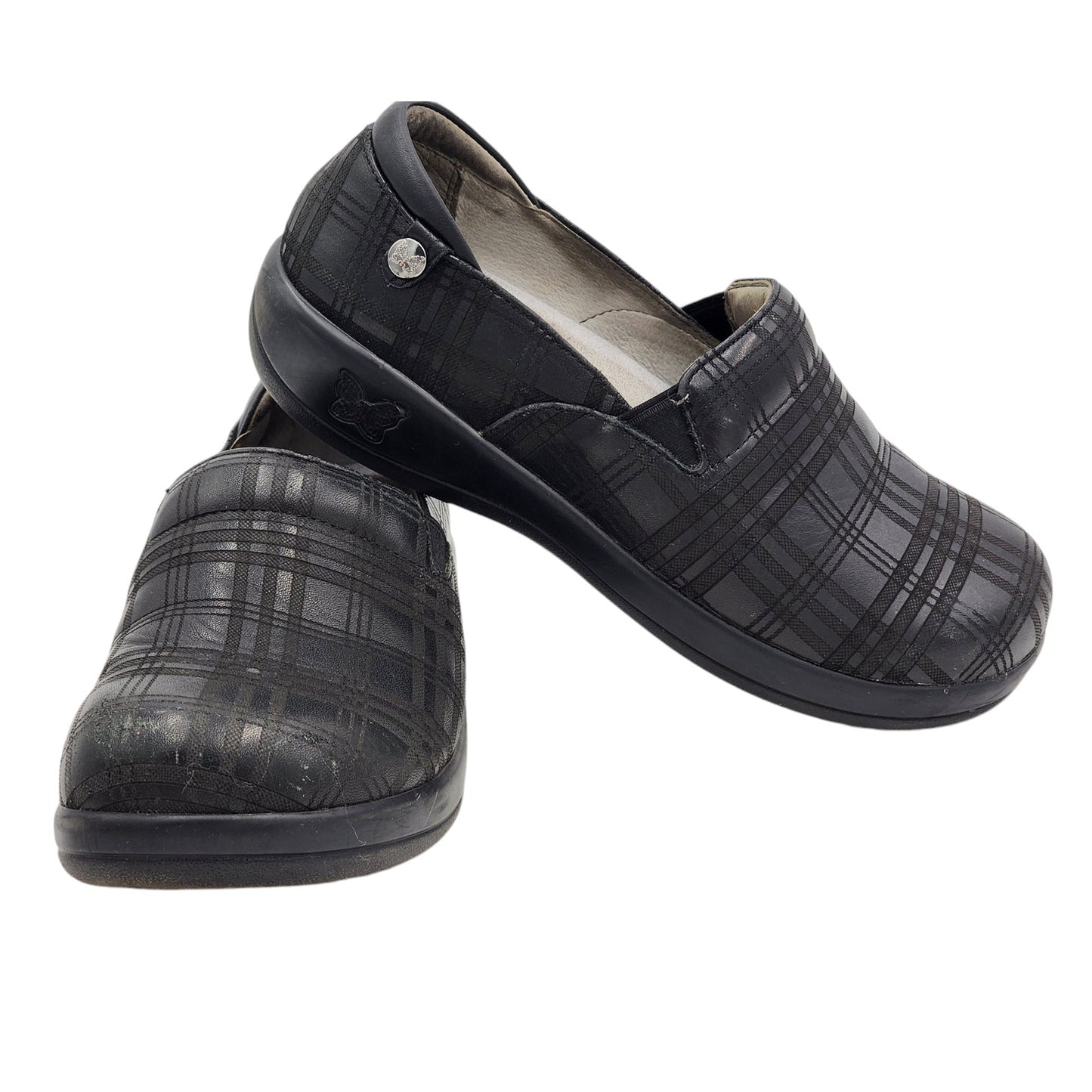 Alegria Work Shoes Kel 597 Slip On Nurse Women 38 8.5 Leather Comfort Slip Plaid