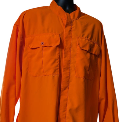 Cabelas Blaze Orange Hunting Shirt Mens 2XL Button Up Mesh Lined Outdoor Hiking