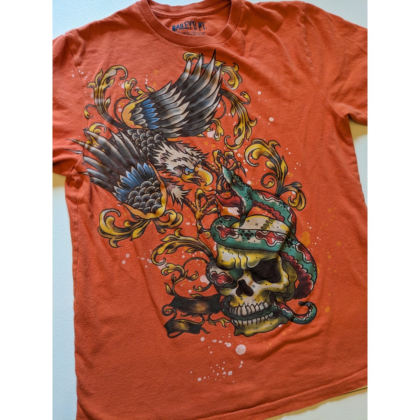 Baileys PT Shirt Youth XL Short Sleeve Graphic Tee Eagle Snake Skull Streetwear