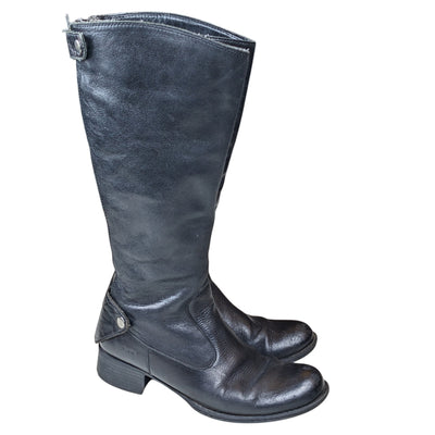 Born Boots Womens 7 Black Leather Tall Knee High Moto Riding Equestrian C07203