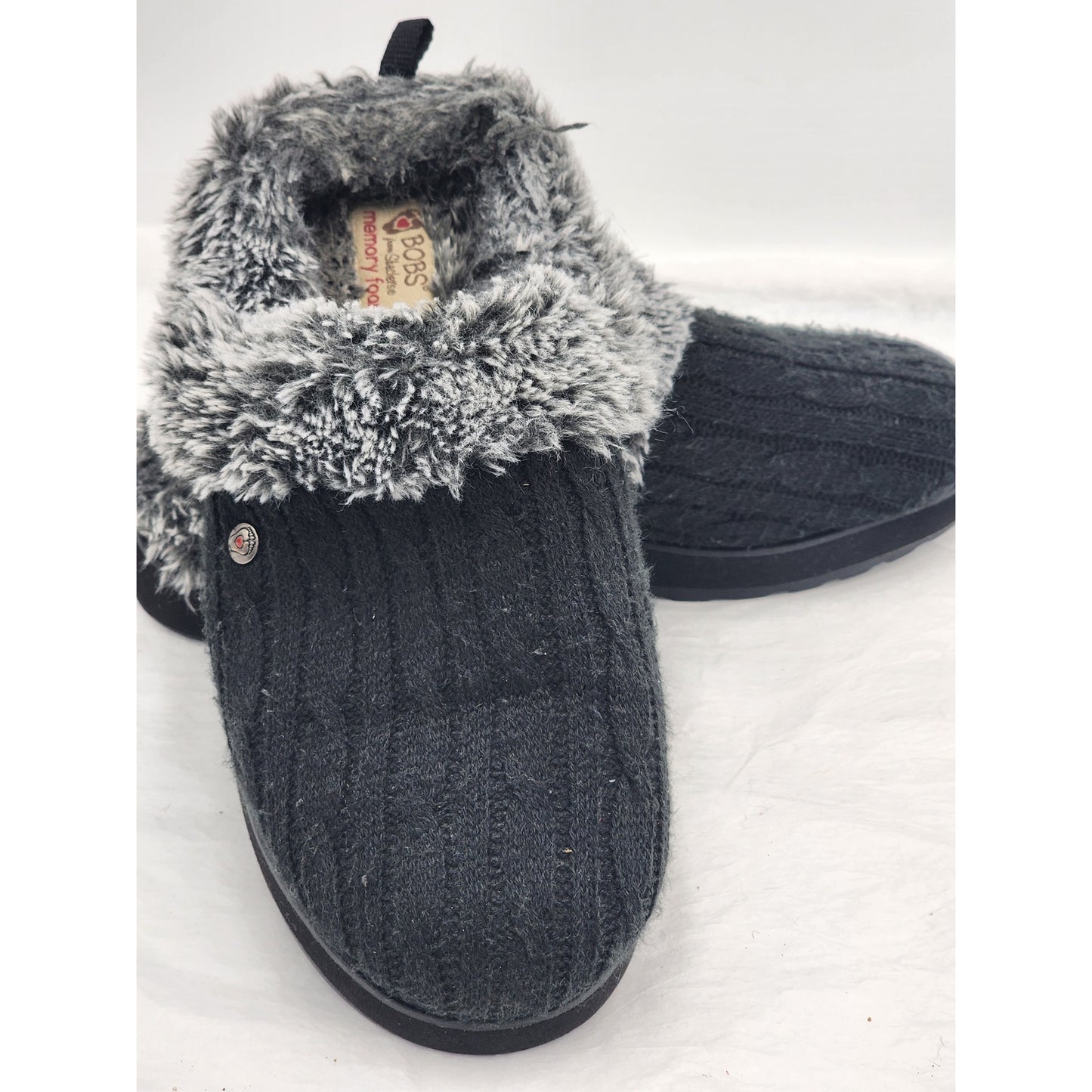 BOBS by Skechers Memory Foam Keepsakes Slippers Women 9 Faux Fur Comfort Slip On