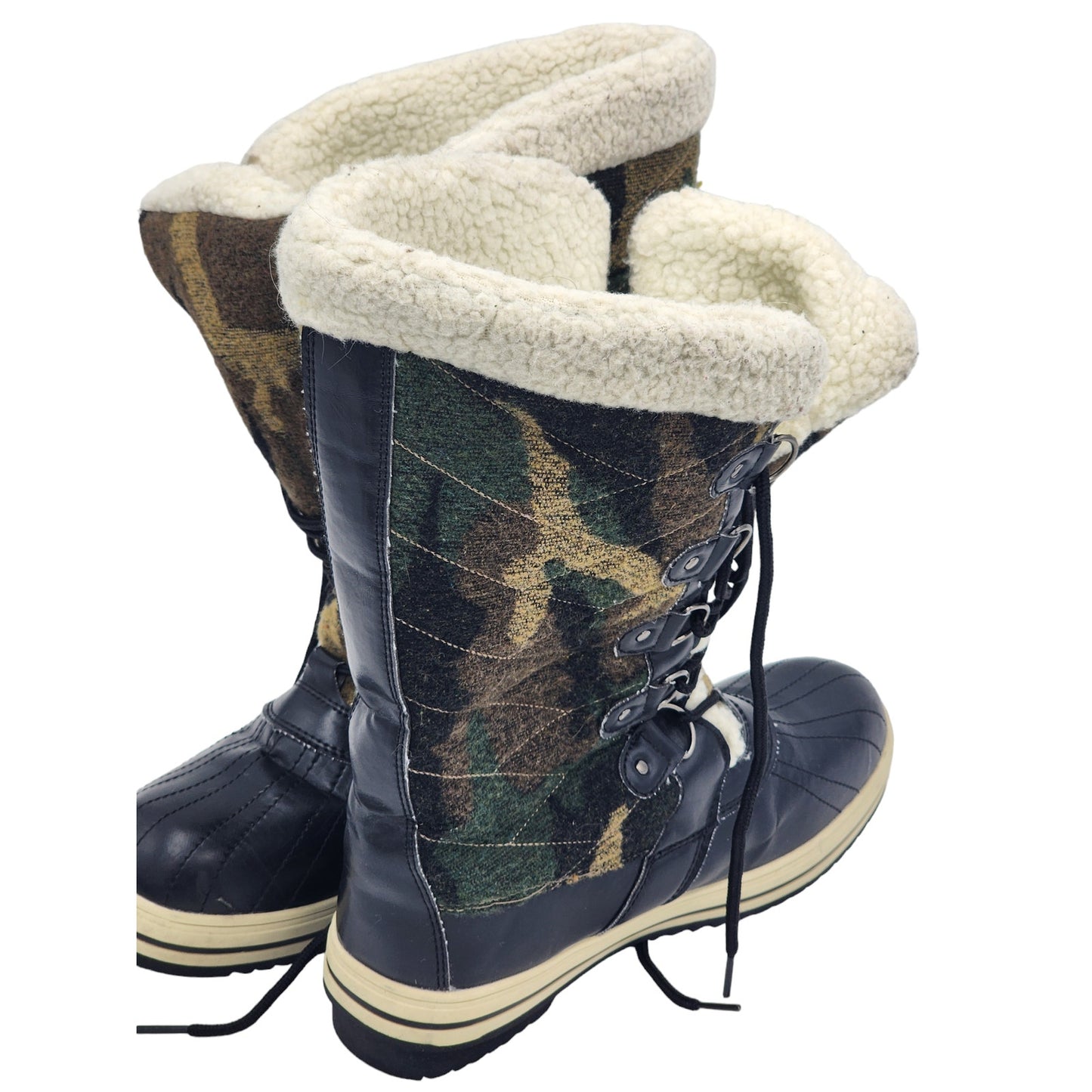 Sociology Boots Women 10 Camouflage LaceUp Winter Snow Faux Fur Lined Waterproof