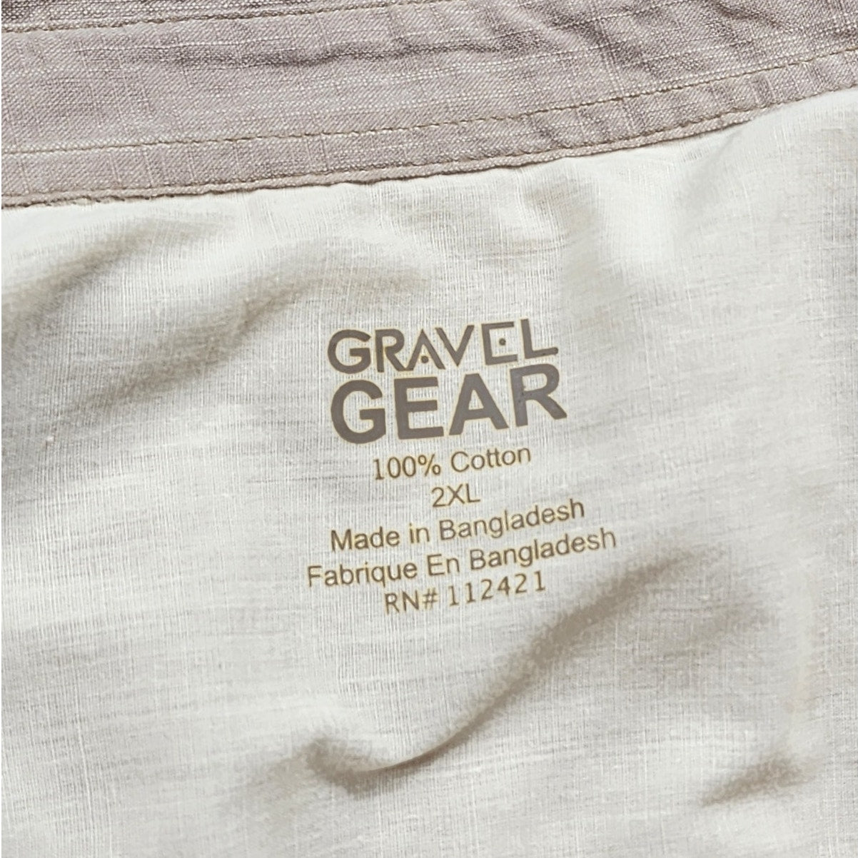 Gravel Gear Shirt Mens 2XL Khaki Long Sleeve Chambray Teflon Work Water Resist