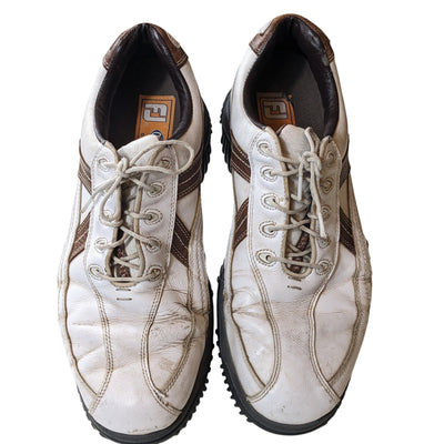 FootJoy Contour Series Men 10.5m Golf Shoe White Leather Soft Spikes Comfort Fit