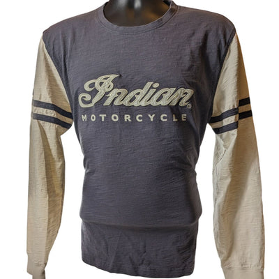 Indian Motorcycle Shirt Mens Medium Vintage Style Tee Distressed Long Sleeve