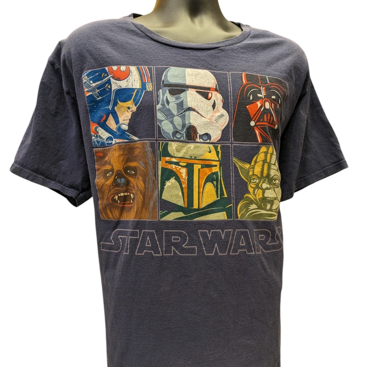 Star Wars Disney Mens 2XL T Shirt Sci Fi Graphic Darth Vader Yoda Chewbacca Boba