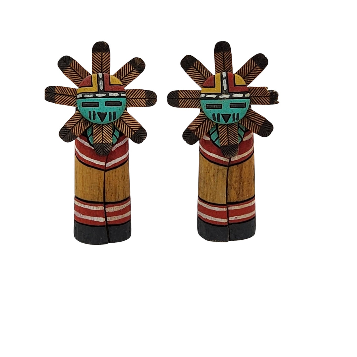 Native American Kachina Hopi Sunface Walter Hughte Carved Southwest Tribal 4"