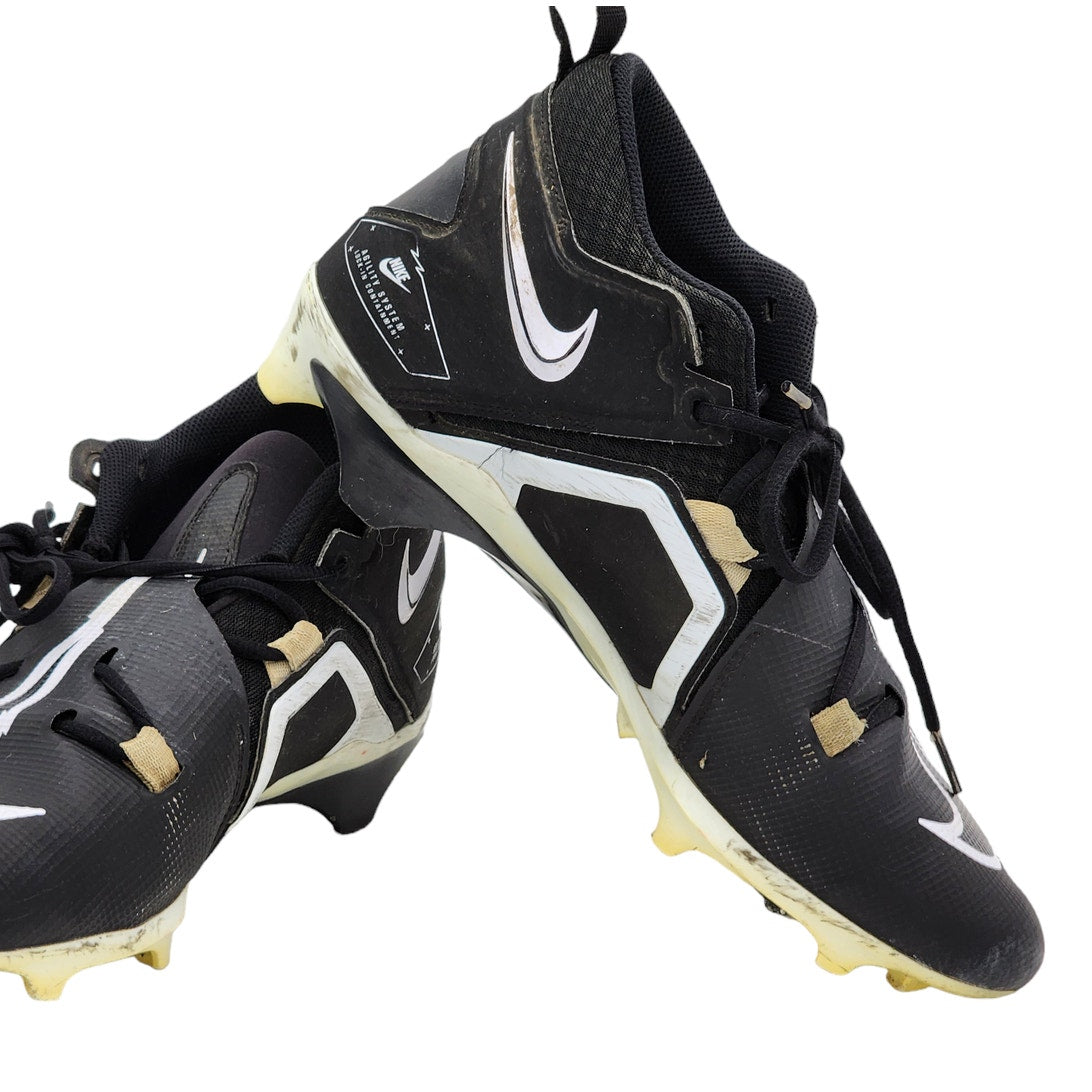 Nike Alpha Mens 11.5 Football Cleats Black White Agility Lock In Containment