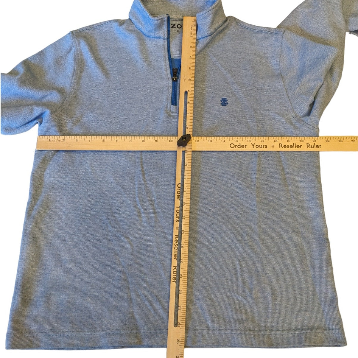 IZOD Pullover Sweater Mens Medium Light Blue Quarter Zip Athletic Sweatshirt